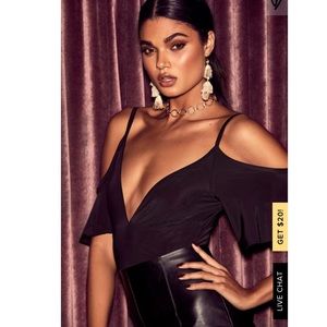 Lulu’s Black Off-The-Shoulder Bodysuit